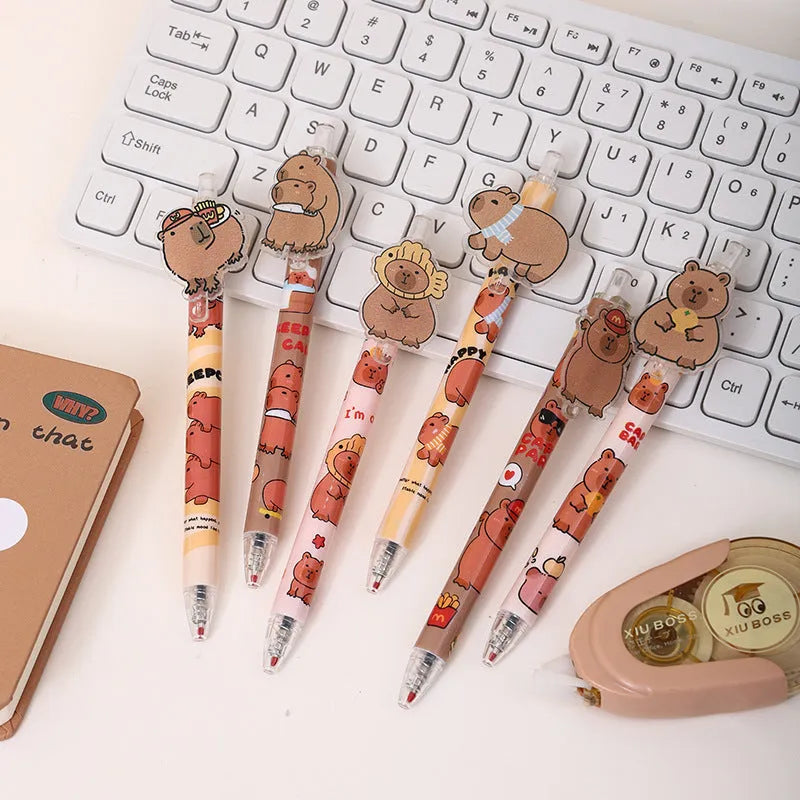 Cartoon bear gel pen pressing pen set with 48 pieces in box showing colourful designs