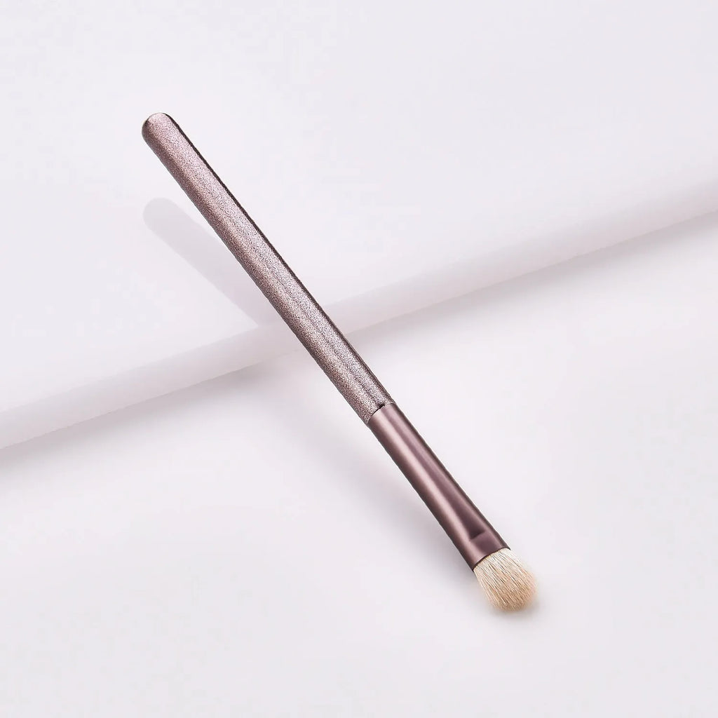 12 piece makeup brushes set with nylon bristles and wooden handles in a small grape beauty design