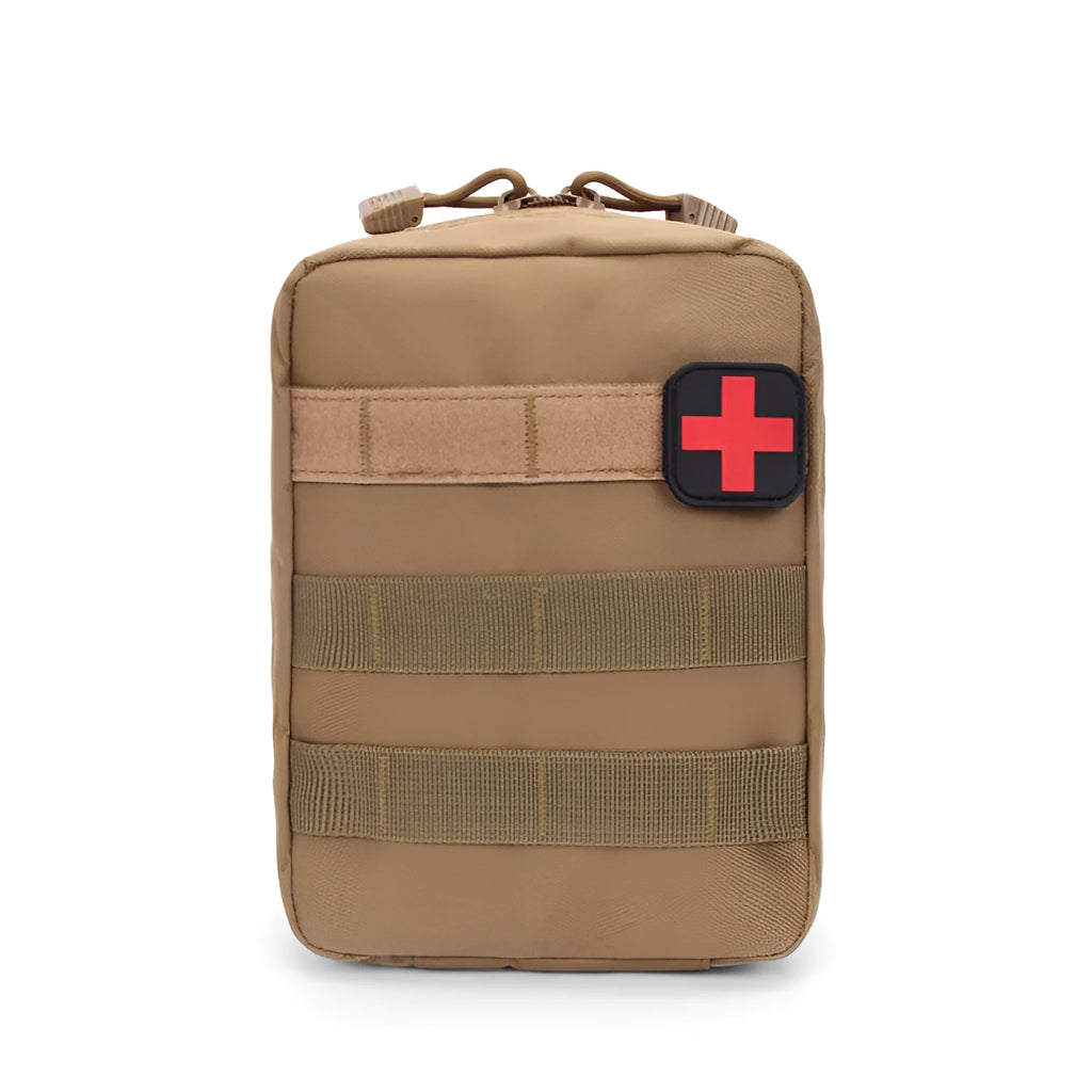 Nylon tactical vest accessory bag with hook-and-loop closure in army green.
