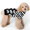 Christmas polyester pet sweater for dogs, six sizes XXS to XL, colour red, with neck and back measurement details