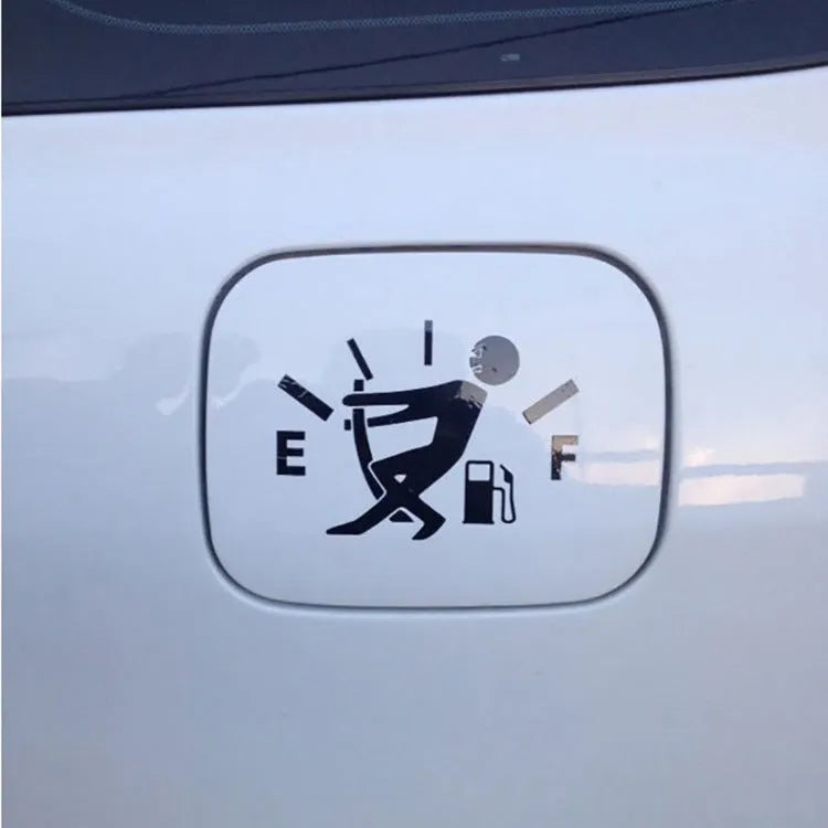 Insufficient fuel and empty fuel car sticker in reflective material, black colour, 12.7cm x 9cm size