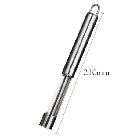 Stainless steel pineapple corer slicer with coloured ABS handle on a kitchen counter
