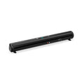 Black Bluetooth sound bar speaker measuring 58.5cm long with four speakers and button controls