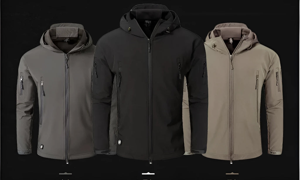 Military tactical jacket waterproof fleece lined cardigan in Khaki