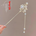 New Chinese style updo hair clasp alloy electroplated antique floral hairpin