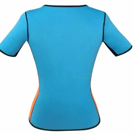 Women's sports shapewear body corset in neoprene and nylon, sizes S to 5XL, blue black pink orange colour matching