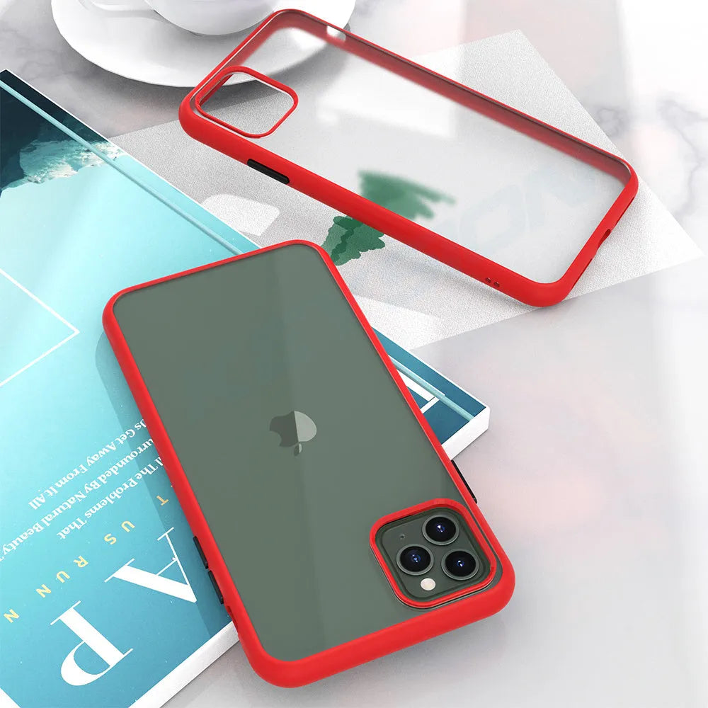 Black frosted hard shell protective case for iPhone 11 with visible corner airbag design