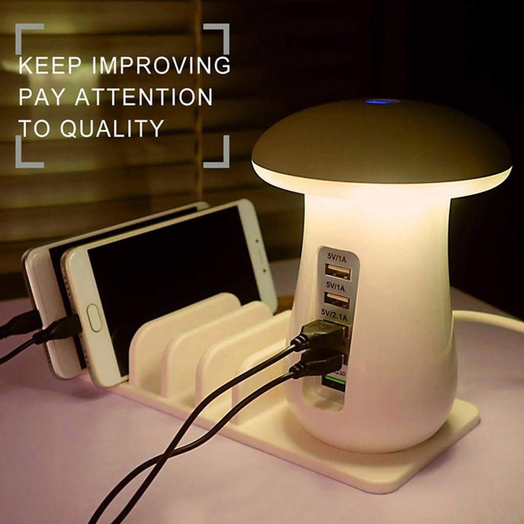 Mushroom-shaped 5-port USB charging dock station with LED lamp for Android Galaxy devices