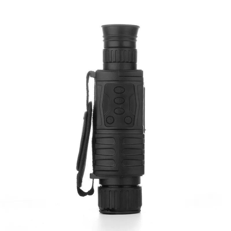 Black digital night vision monocular with 5x magnification, 40mm objective lens, and compact design