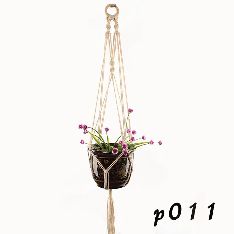 Woven wire decorative plant basket with cotton rope detailing for hanging or desktop plant display
