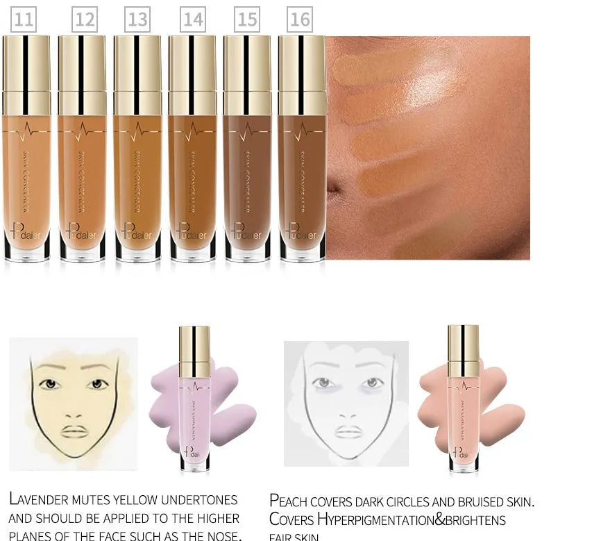 PUDAIER 5ml liquid concealer in tube packaging with colour options label