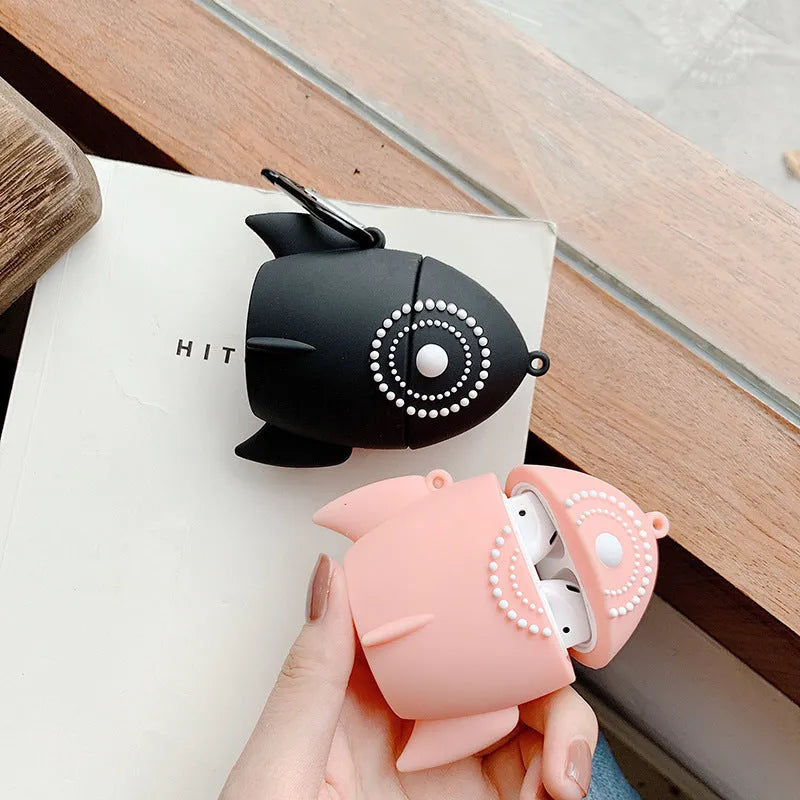 Black and pink silicone protective cases for Apple AirPods 1 and 2