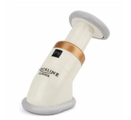 White mini chin massager neck exerciser with three adjustable springs and Oxford carry bag on plain background