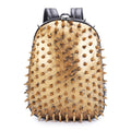 Women's oval shaped punk style backpack in PU leather with air cushion straps and hollow out design