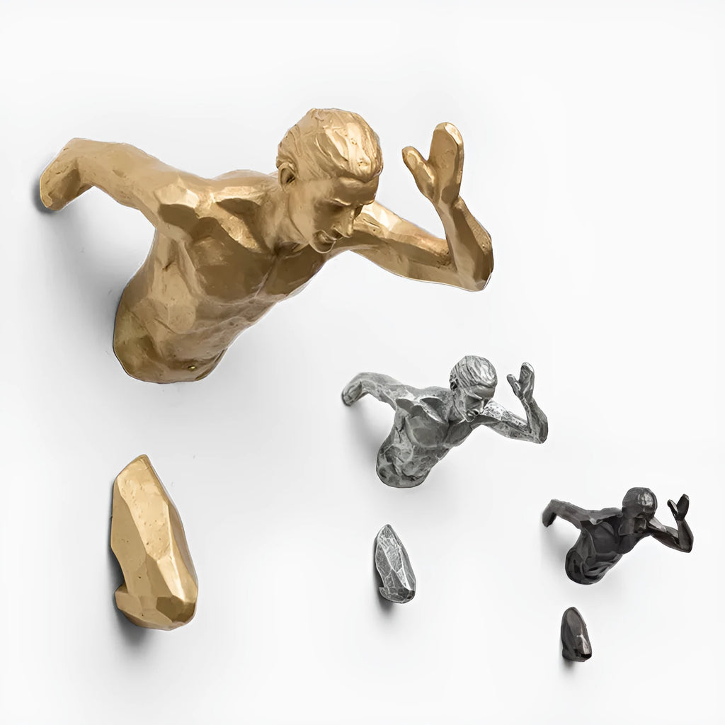 Resin character wall hanging decoration in modern simple style, available in multiple colour options like copper gold silver.