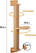 Wooden wall-mounted cat climbing frame with jumping platform and wrapped scratching posts