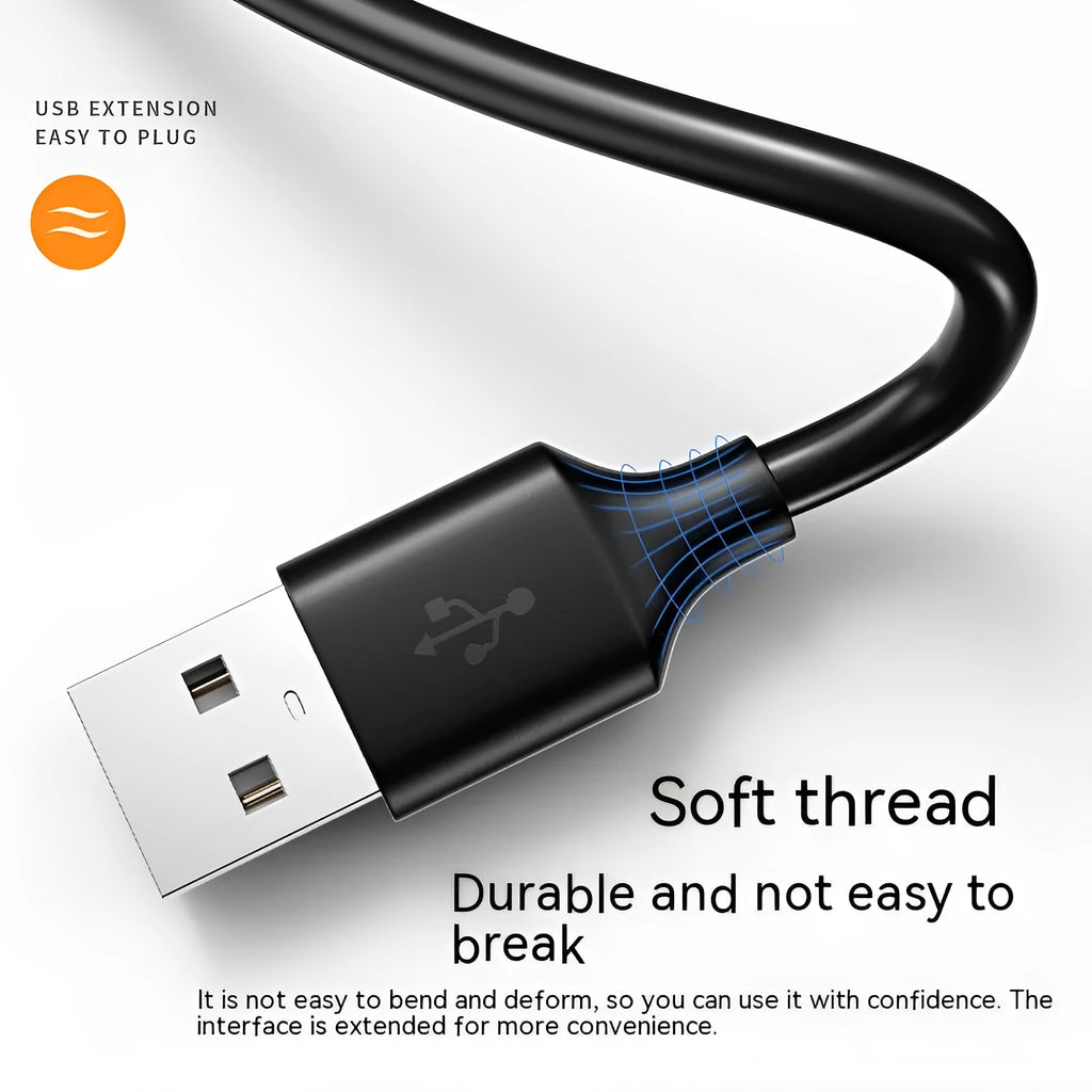 USB 3.0 extension cable male to female in black PVC with USB connectors on both ends