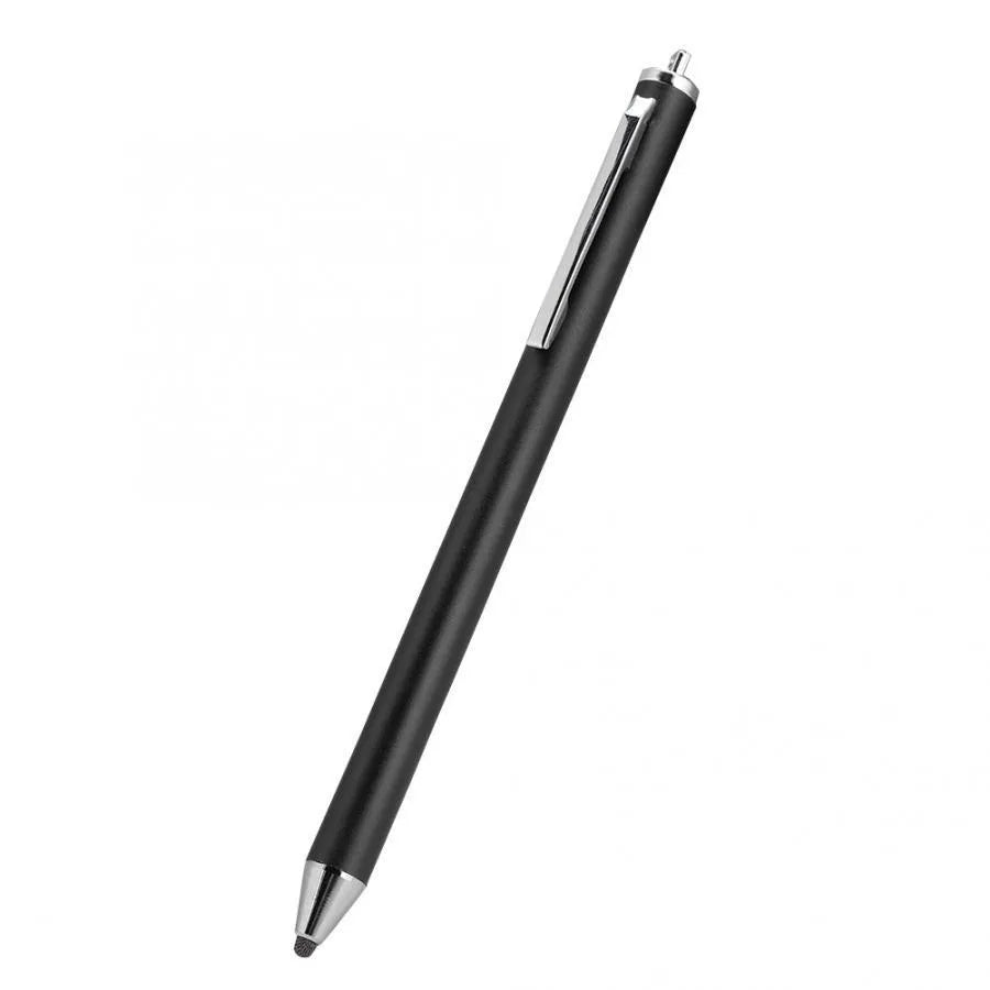 Metal shell stylus with a fine tip for touch screen phones and tablets, shown in multiple colours.