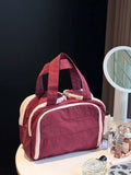 Lightweight plaid partition storage travel bag with waterproof nylon lining, dimensions 31x19x21cm
