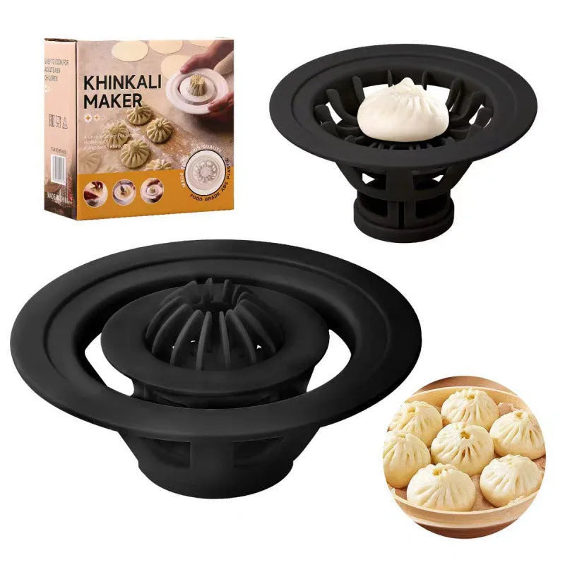 Black plastic Jinkali baozi mould for shaping uniform dumplings and steamed buns