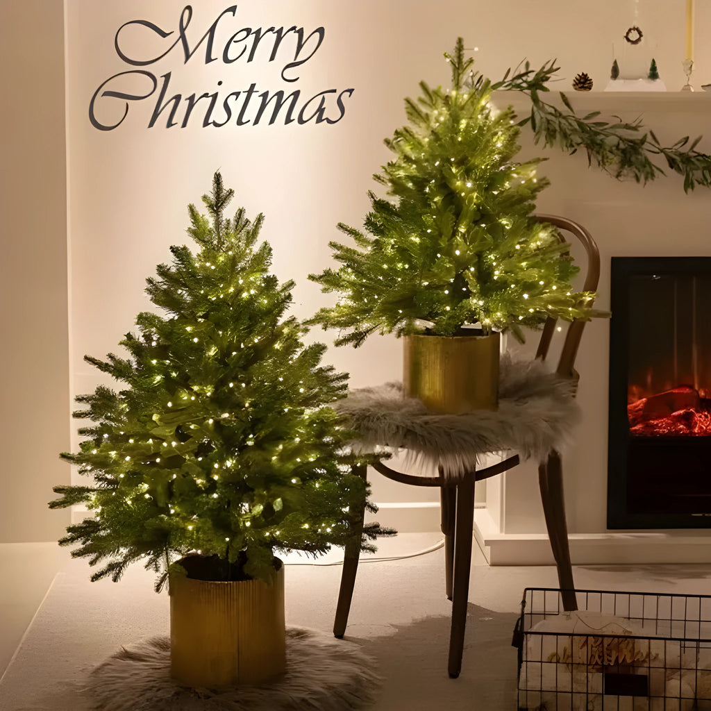 45cm Christmas tree with lights, plug-in version, 3m black wire, 100 lights, flame retardant decoration
