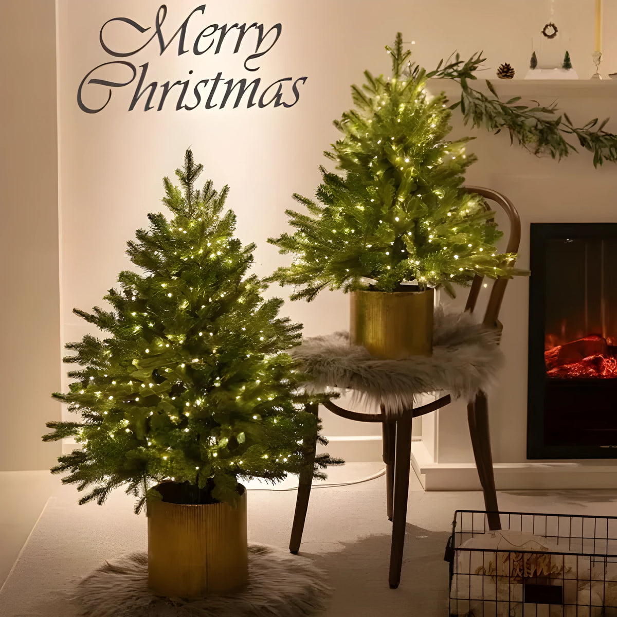 45cm Christmas tree with lights, plug-in version, 3m black wire, 100 lights, flame retardant decoration