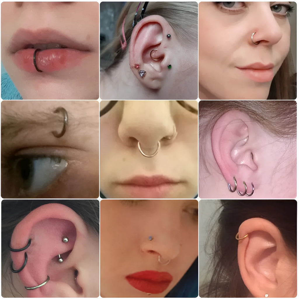 G23 titanium segment hinged ring nose clicker piercing in silver, gold, black, rose gold, rainbow colours