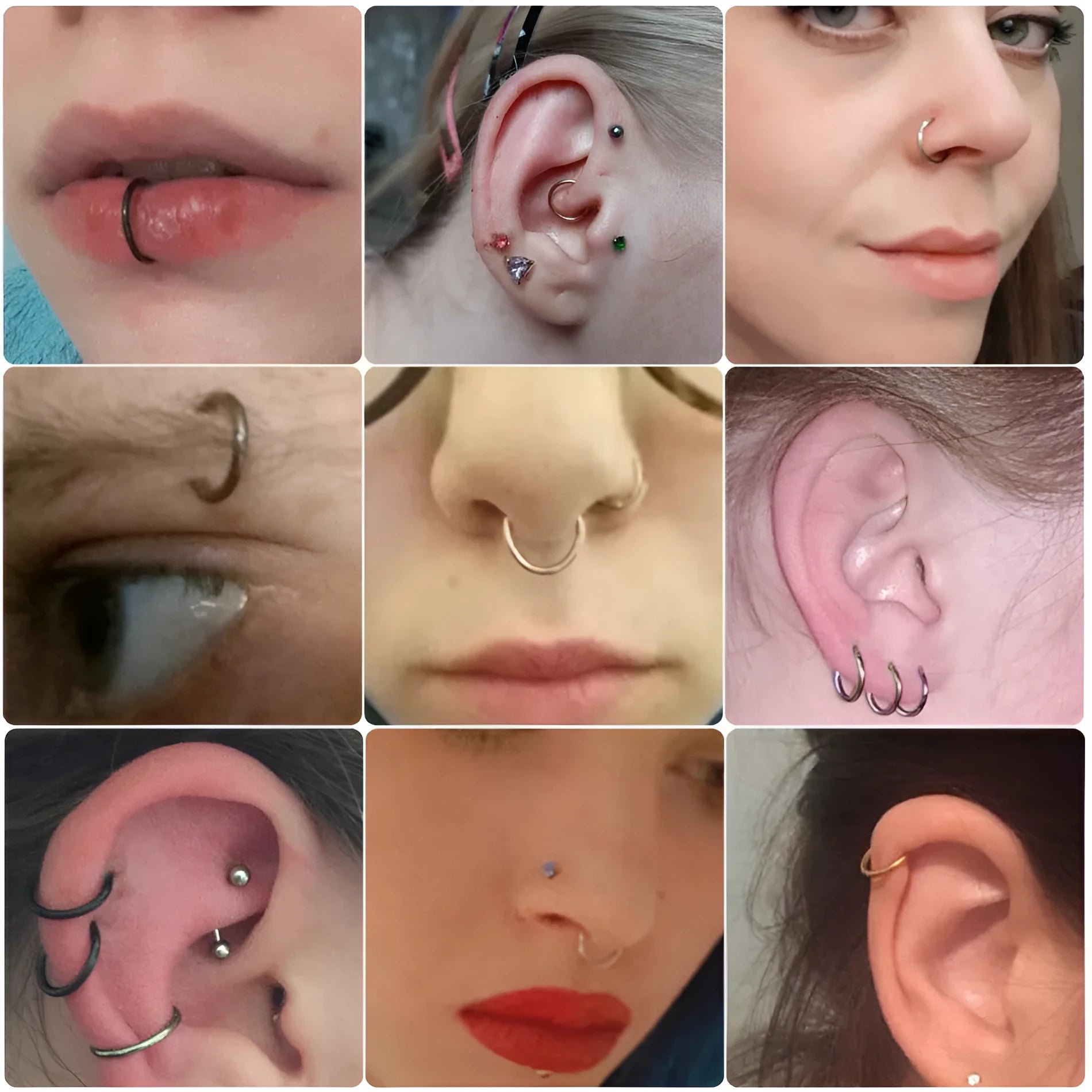 G23 titanium segment hinged ring nose clicker piercing in silver, gold, black, rose gold, rainbow colours