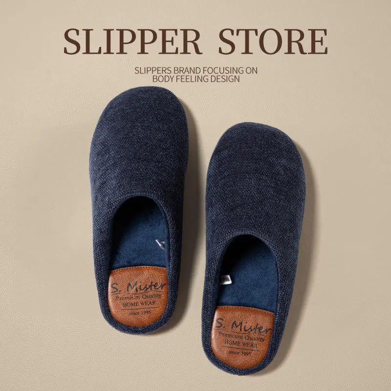 Indoor mute household bedroom floor slippers with suede upper and beef tendon sole in burgundy colour