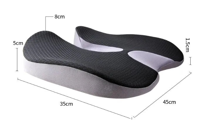 Curved bevel design seat cushion for tailbone support in beige colour on a chair