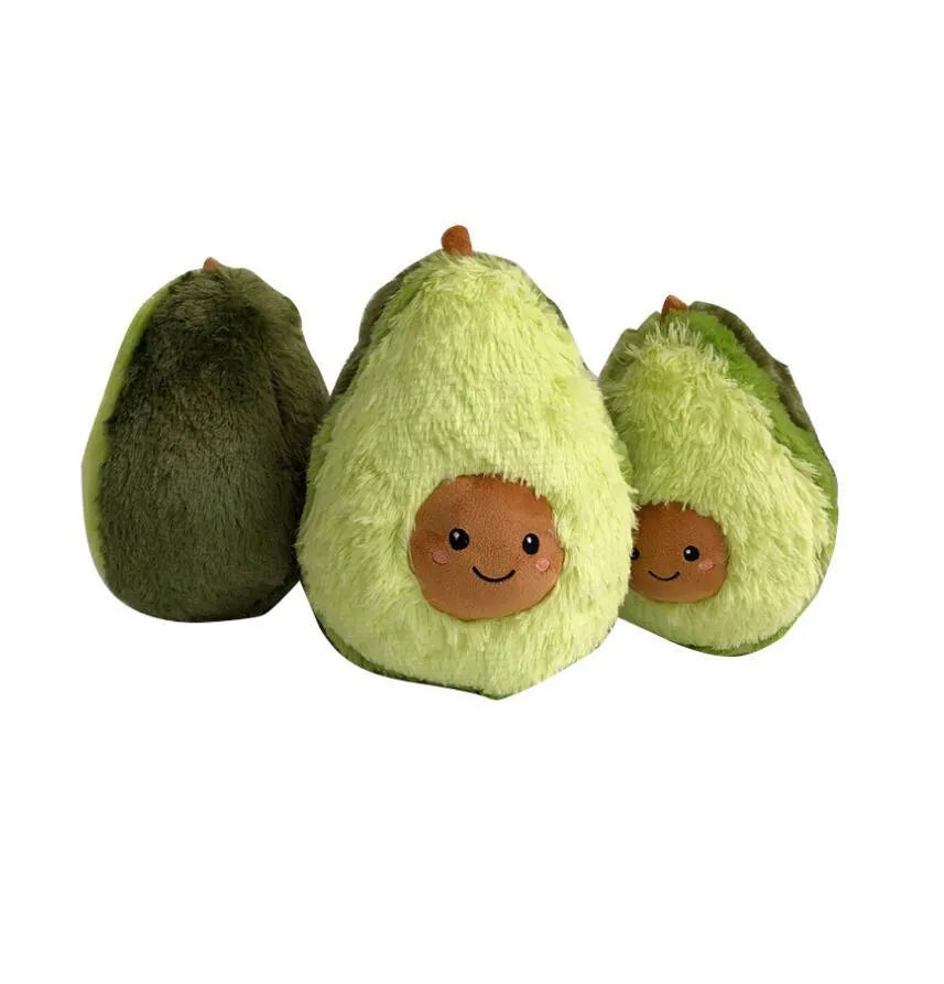 Soft plush avocado pillow toy in 20cm size with green fabric and PP cotton filling