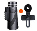 Black 40x60 monocular telescope with compact 144mm design for outdoor observation