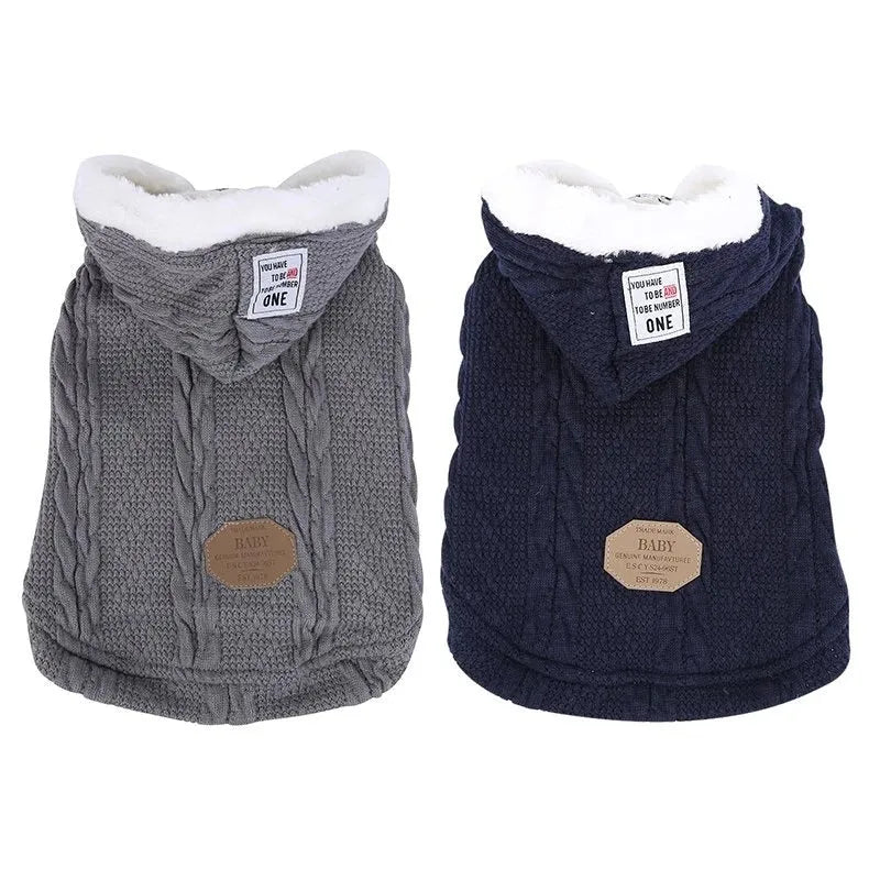 Teddy dog clothes coral fleece sweater in blue, wine red, or grey, sizes S to XXL, back length 21-40cm.
