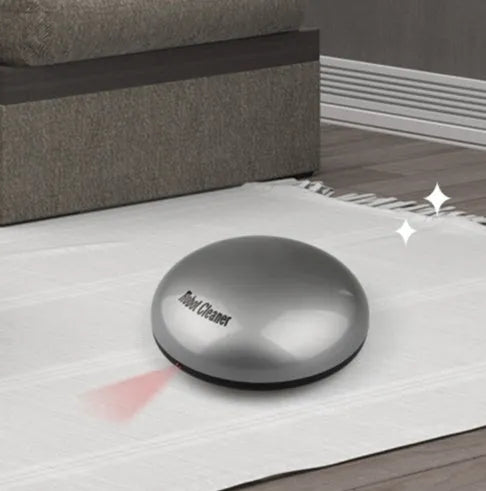 Silver automatic floor sweeping machine with compact design for household cleaning