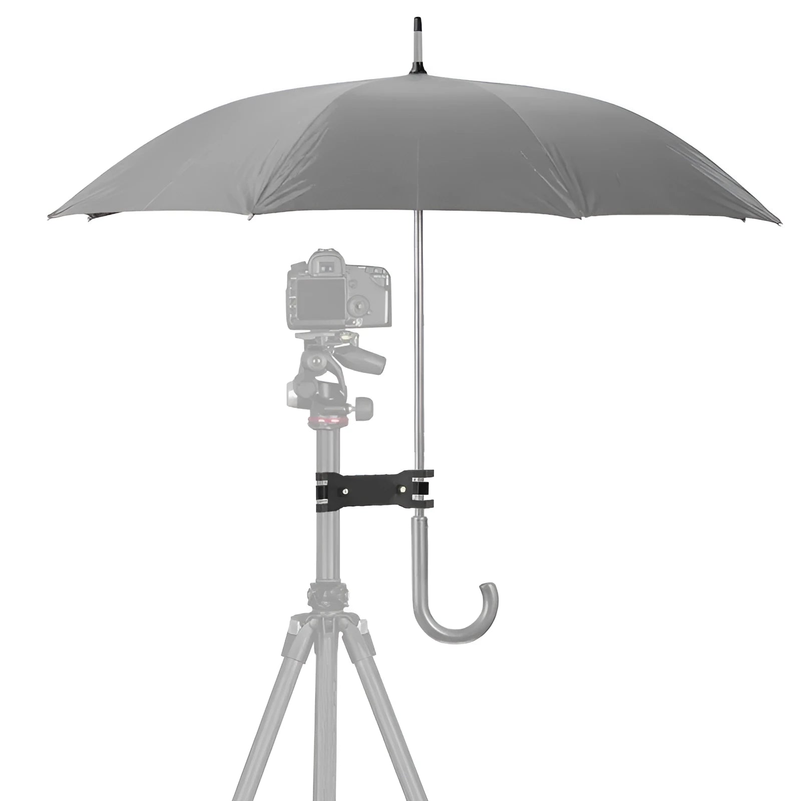 Black ABS plastic umbrella clip tripod mount for attaching phones and cameras