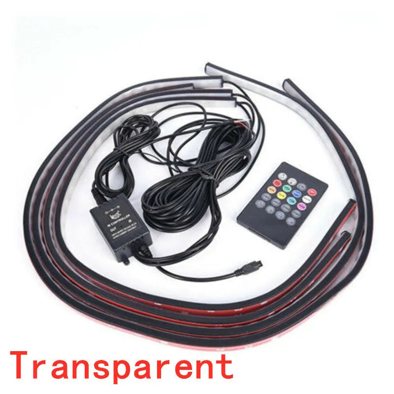 1 Drag 4-5050 RGB voice control car chassis atmosphere light kit with four 60x90cm strips