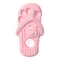 Blue rubber dog chewing toy slipper for teething puppies, durable and safe for oral health