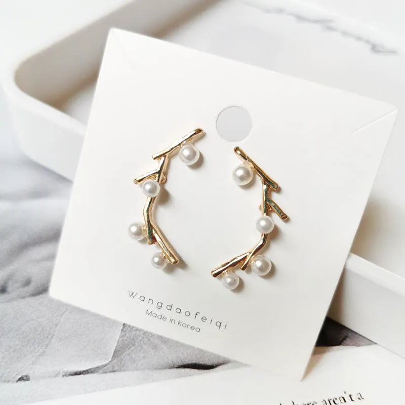 Women's personalized pearl net drop dangle earrings with a silver tone finish