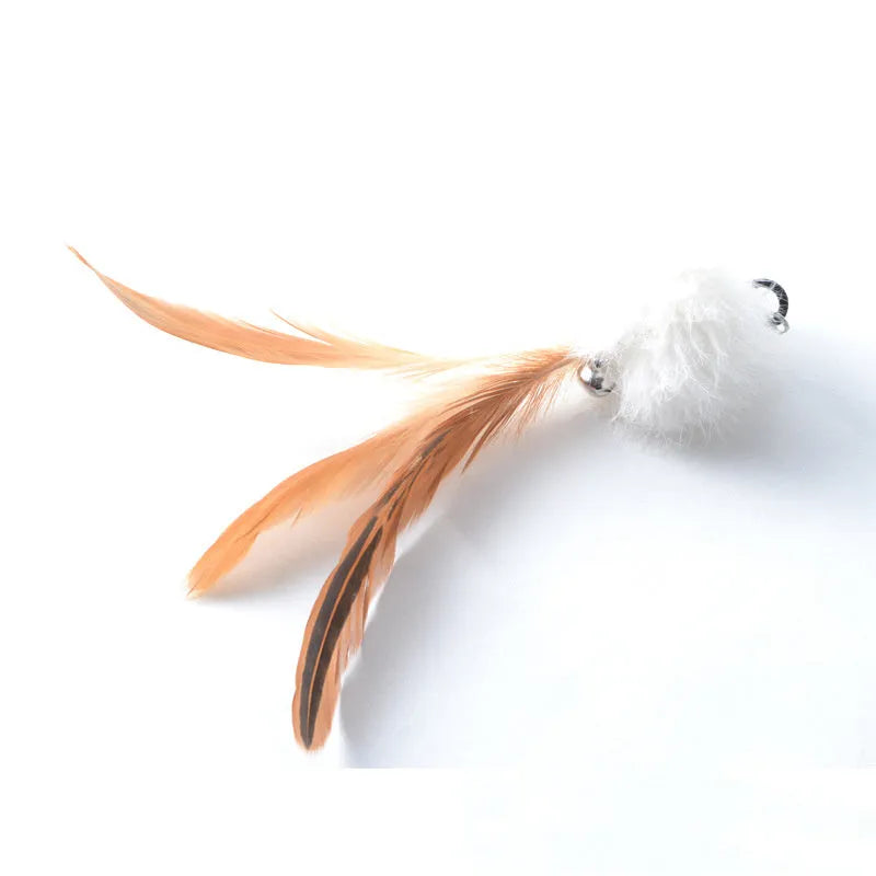 Cat feather teaser pole toy extended to 85cm with five replacement feather heads