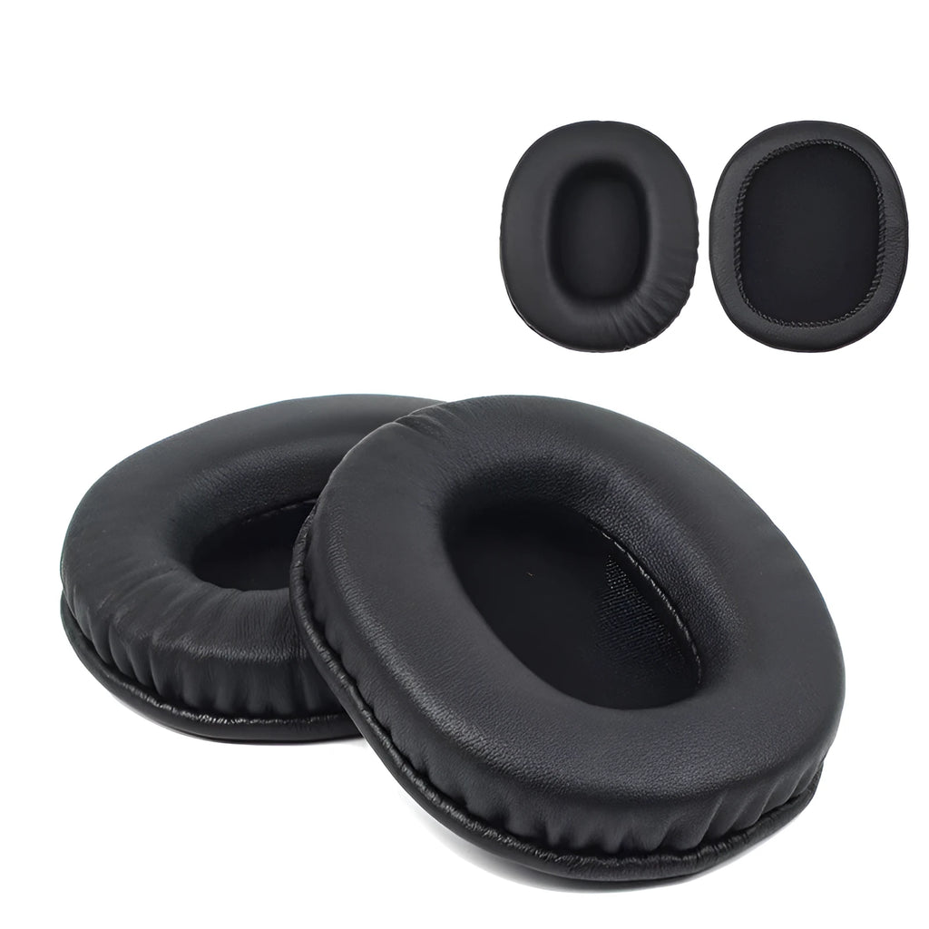Black soft PU leather replacement earpads for Sony 1R headphones, showing a set of two pieces.