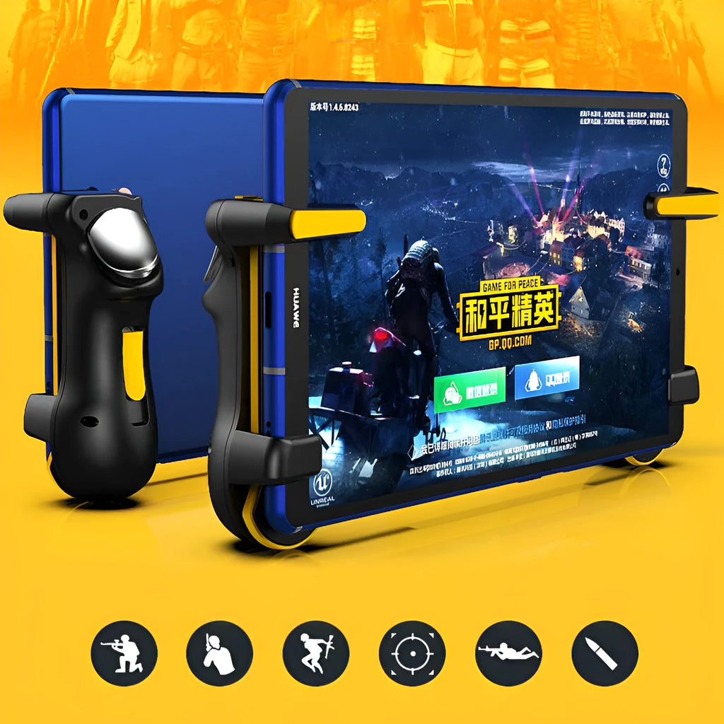 Mobile gamepad trigger set ABS plastic 13cm x 11cm x 6cm black with orange and yellow options