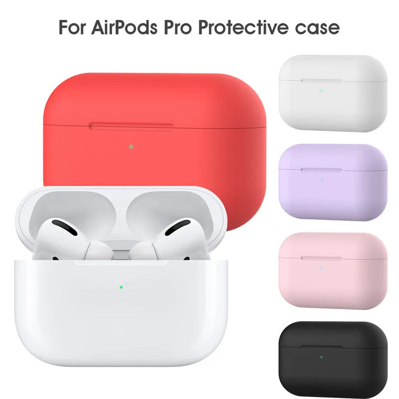 AirPods Pro silicone protective cover in multiple colours showing buckle-detailed and solid options