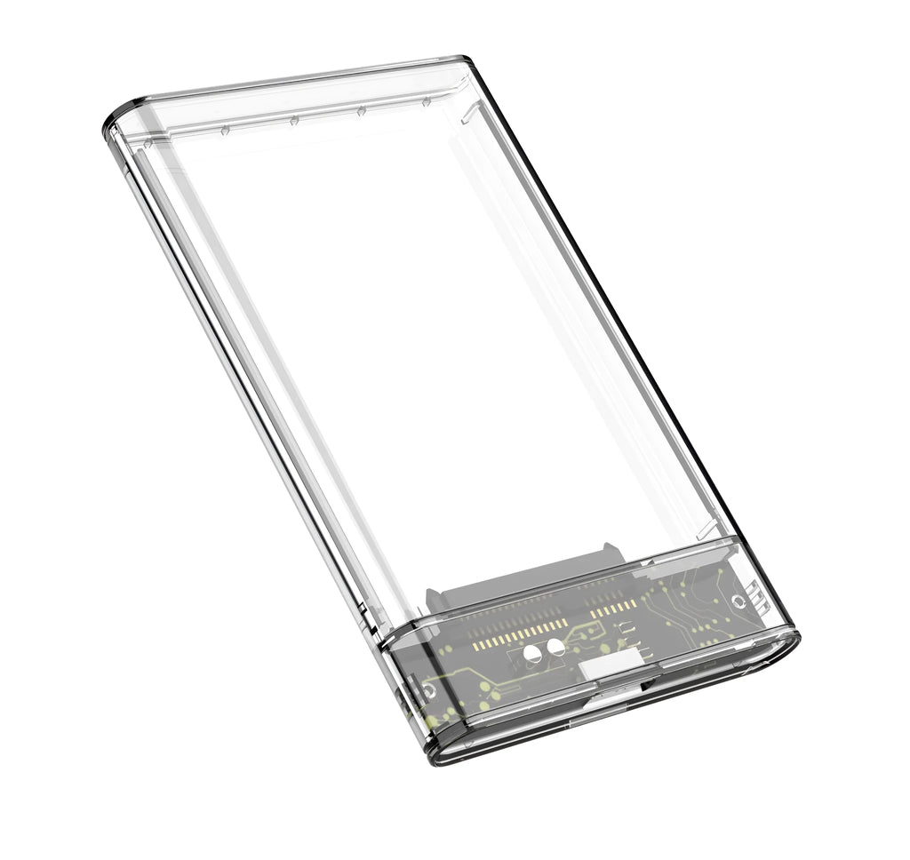 Transparent hard disk box PC material external enclosure for 2.5-inch SATA HDD, size 131x80x13mm, USB3.0 interface