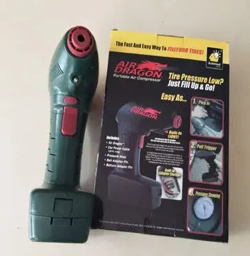 Portable car tyre inflator with compact design for vehicle storage