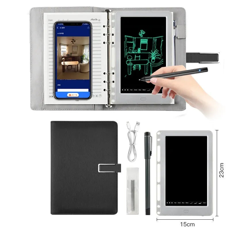 85-inch electronic writing pad with stitching appearance in black, dark blue, or sky blue with smart pen