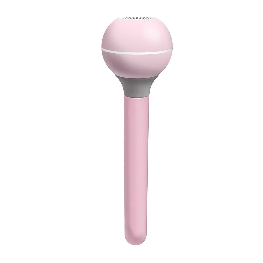 Columnar pink and white magic wand ultrasonic humidifier with USB cable and 1 litre water tank