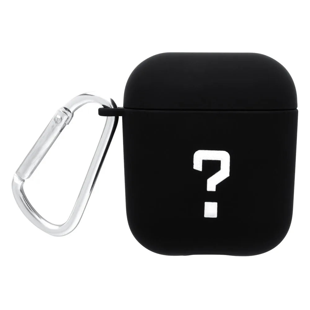 Black and Pink AirPods case covers with Flower, Love, and Smiley face emoji designs.