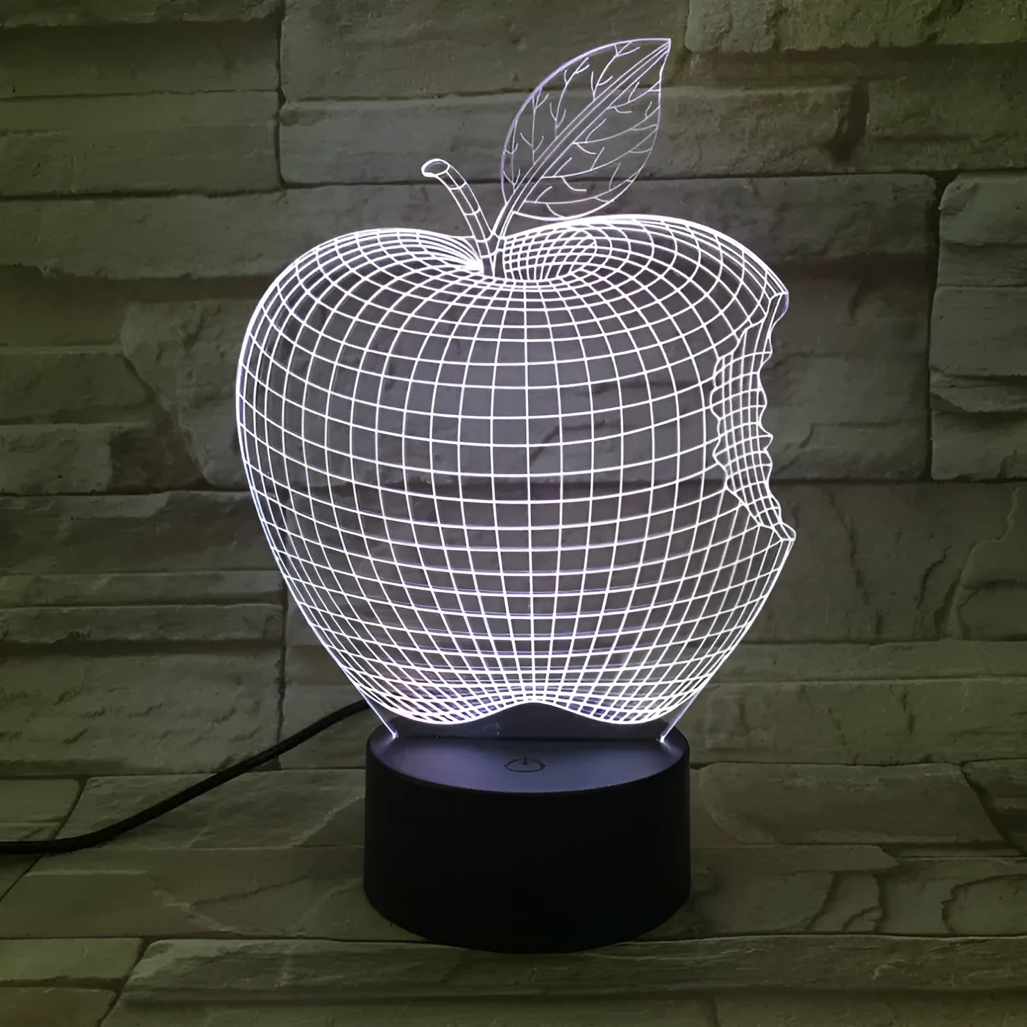 A colourful 3D fruit-shaped LED night light with a touch control panel.