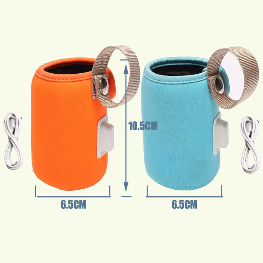 Cotton USB baby bottle warmer in blue colour showing wrap-around design