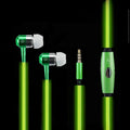 Blue Magic Light LED Earphones with illuminated EL light line and inline remote control.